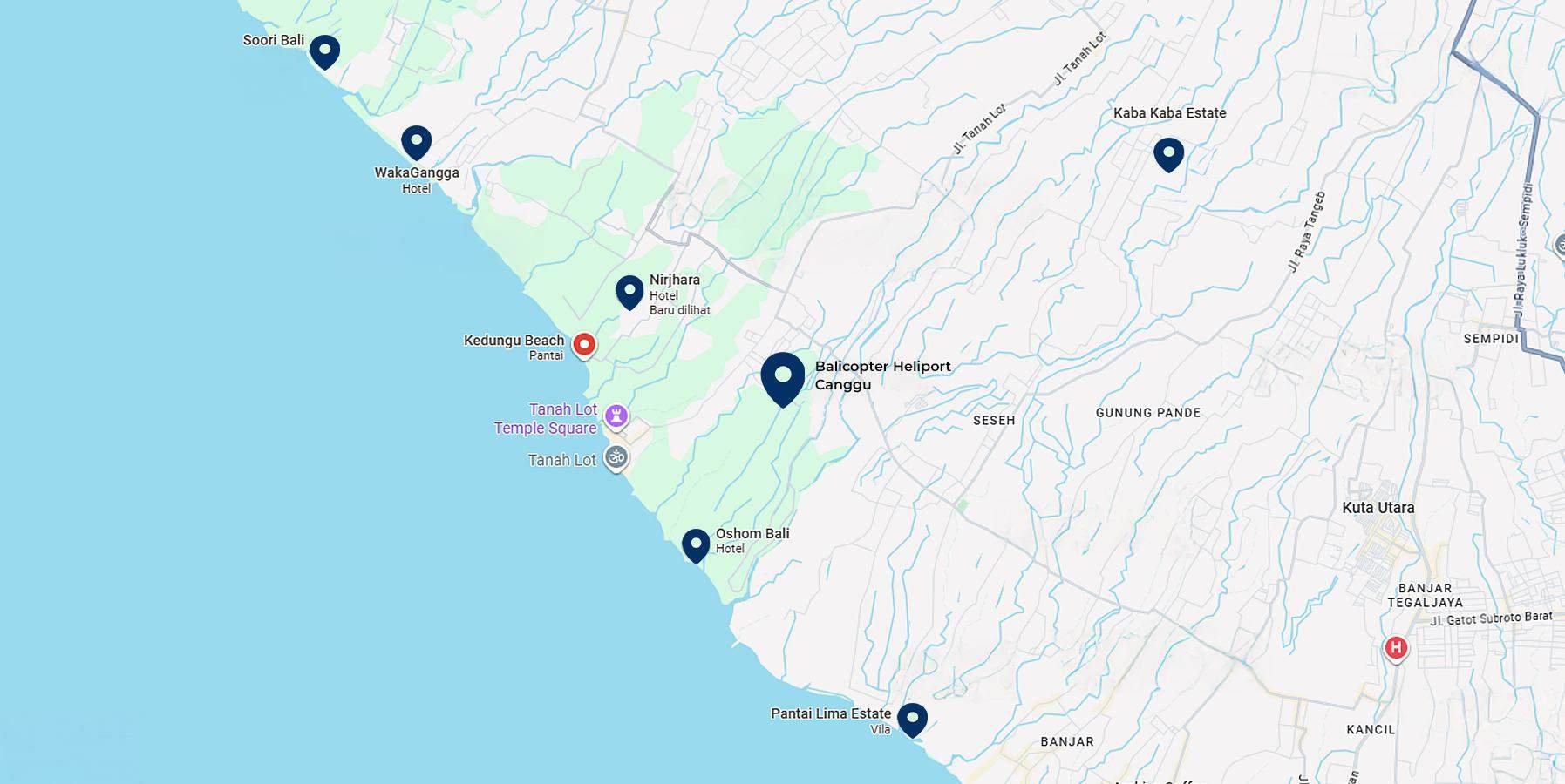 Map showing the location of Nuanu Heliport